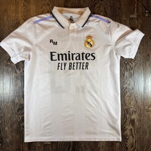 Real Madrid 2022-23 Home Jersey Vini Jr 20 White Soccer Shirt Mens Medium